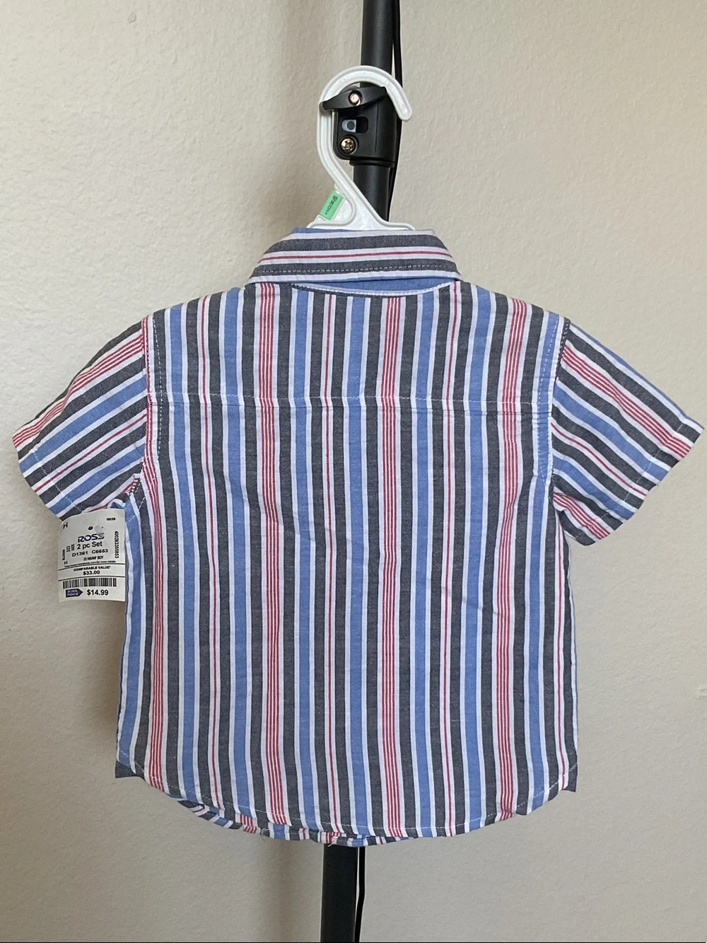 Tommy Hilfiger Short Sleeve Striped Button Shirt - Blue, Red, White